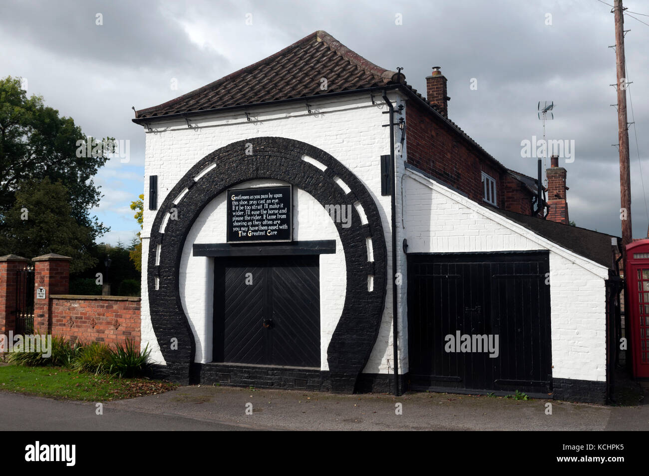 The old blacksmith`s shop, Carlton on Trent, Nottinghamshire, England, UK Stock Photo